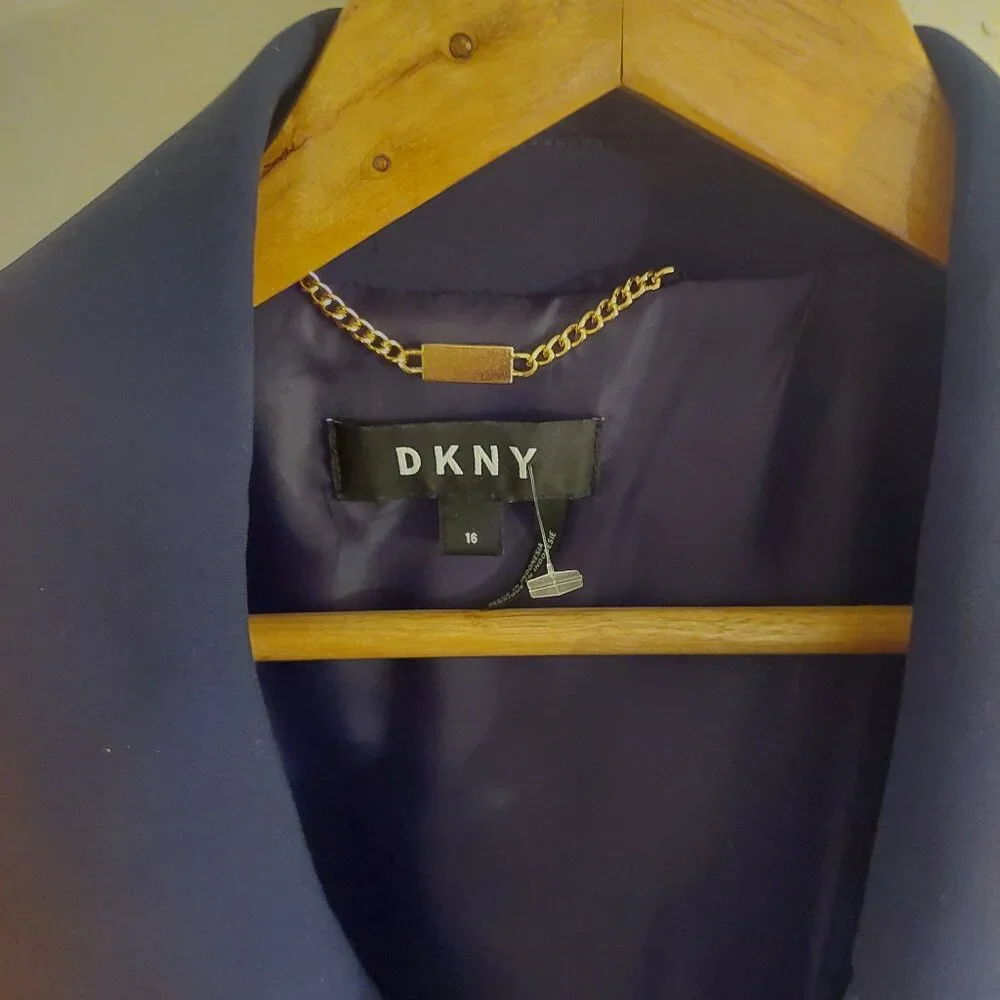 DKNY Navy Blue Belted Vest Trench Dress-Women’s Wrap Dress,Professional NWT 16 - Picture 7 of 7